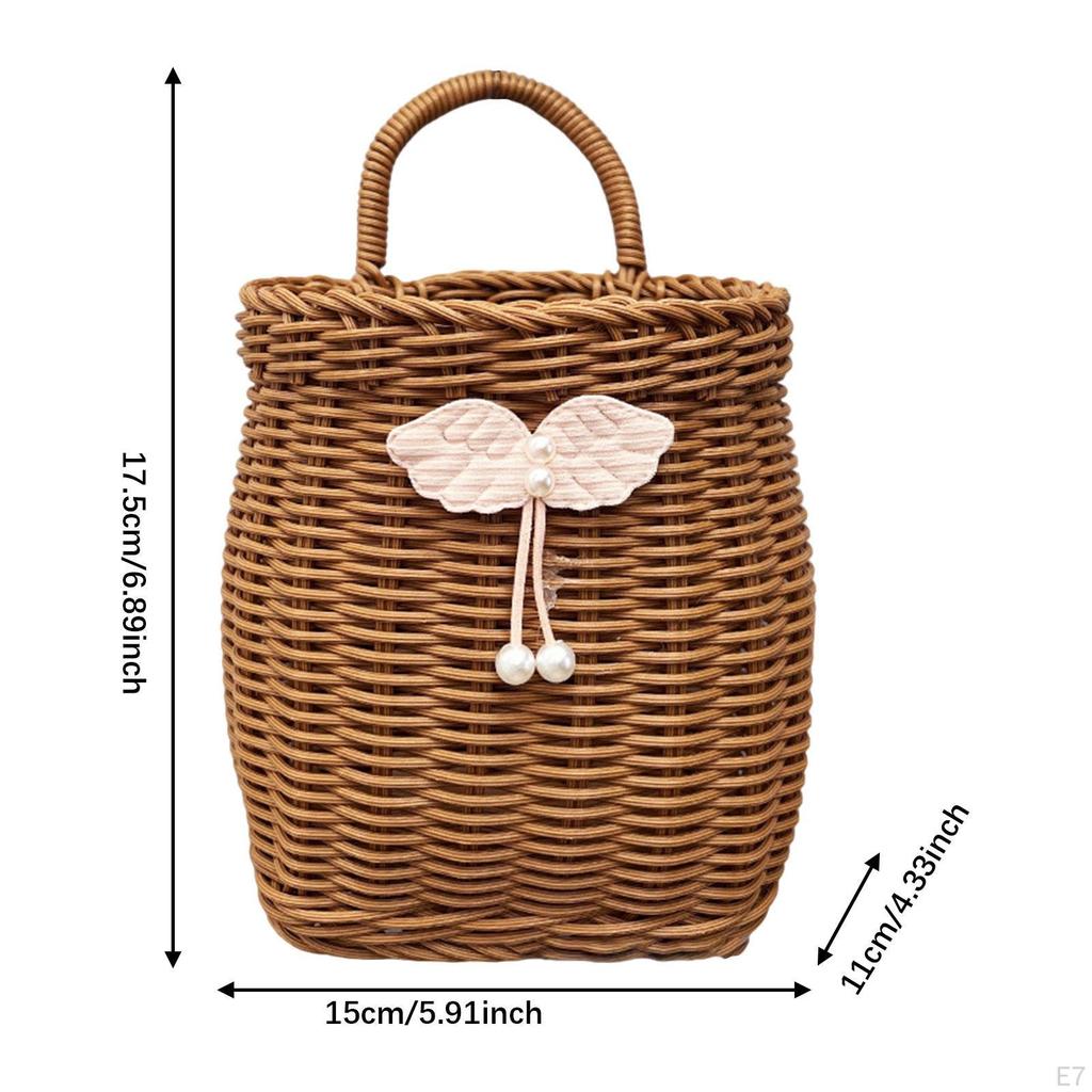 Подвесная корзина для хранения Имитация ротанга Портативное украшение Практичный контейнер