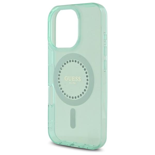 Etui do iPhone 16 Pro Max Guess Rhinestones MagSafe Zielone