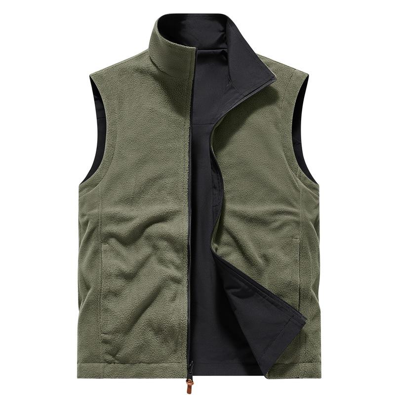 Vest For Doublesided Mens Flannel Outdoor Sports Warm Vest Camisole Workwear Multi Pocket Vest Jacket