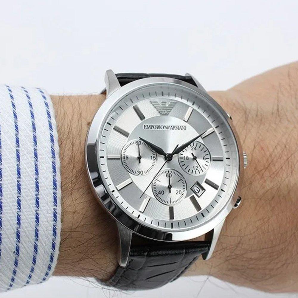 Emporio Armani AR2432 Мужские часы-хронограф с серебряным циферблатом