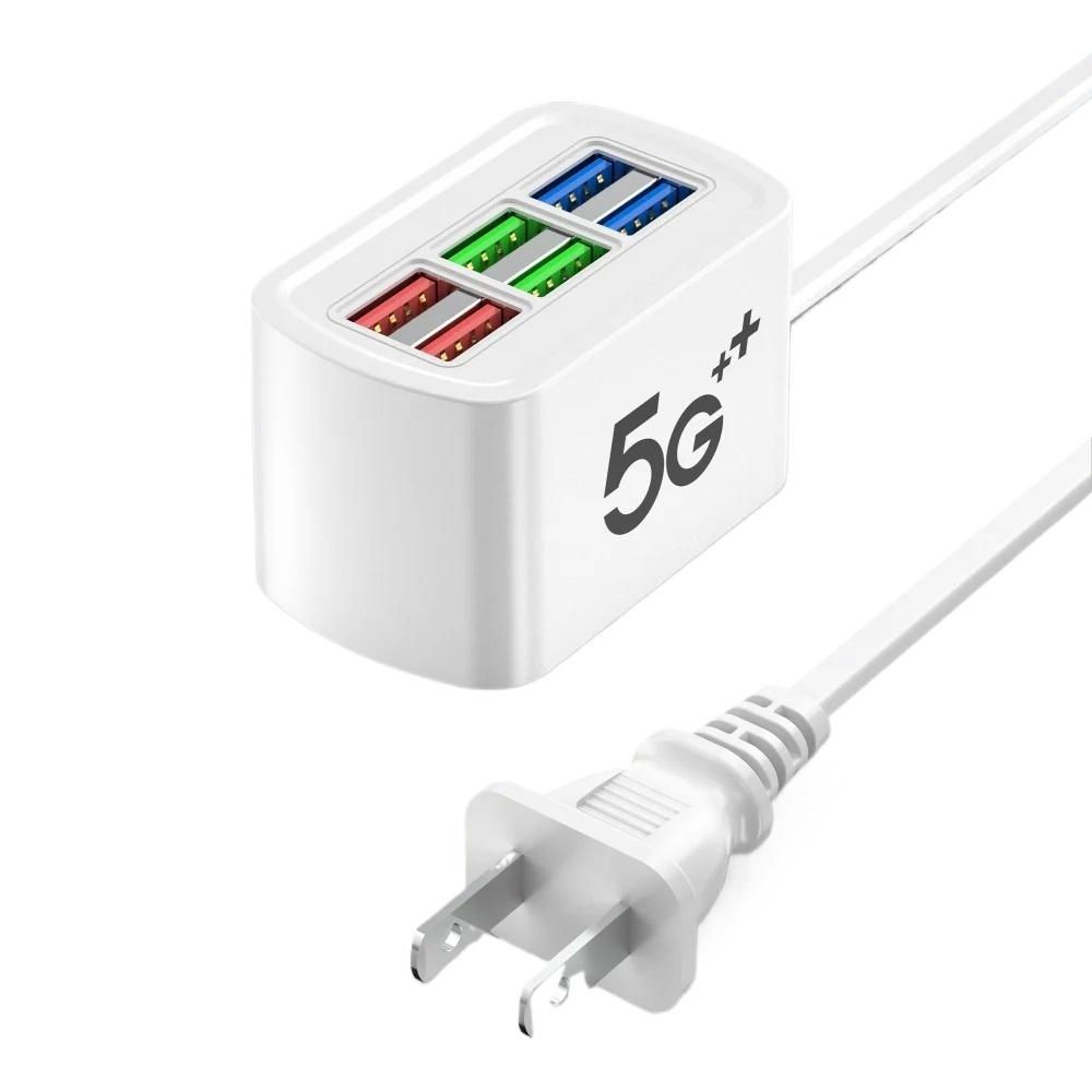 USB Зарядное устройство 6 портов Сетевой фильтр Универсальная электрическая розетка Вилка ЕС/США Адаптер для зарядки телефона Многофункциональный Удлинитель Розетка
