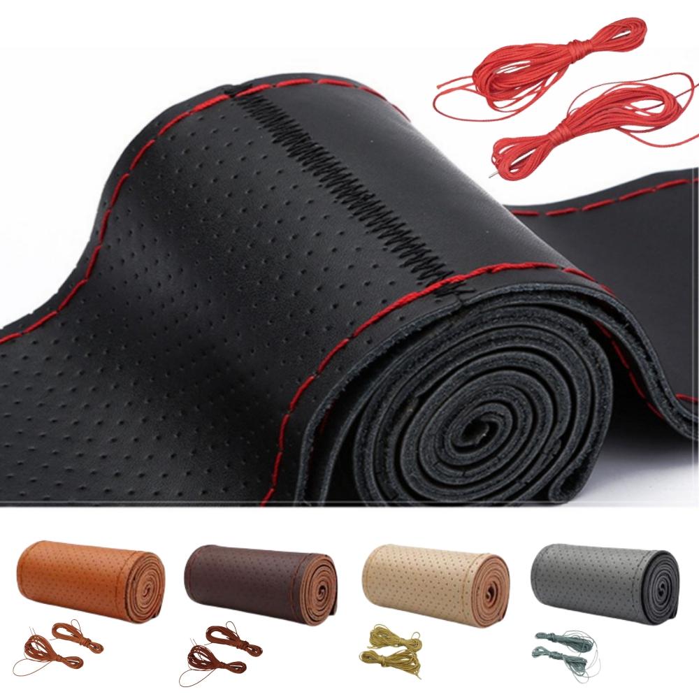 Универсальная оплетка на руль 38 см кожаная ручная оплетка на руль натуральная кожа коровы с иглами и нитками