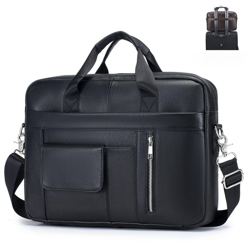 New men's bag - genuine leather men's handbag, cowhide computer bag, 14-inch business large-capacity briefcase