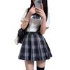 Форма для косплея школьницы, студенческая одежда, плиссированная юбка, лента, комплект рубашки с коротким рукавом, форма школьницы, форма JK
