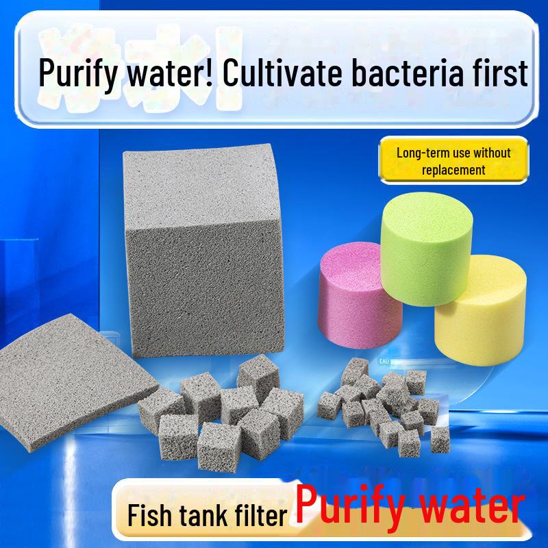 Compact Fish Tank Filter: Non-Ceramic Nitrification Cube with Biochemical Material and Bacteria Culture Cotton