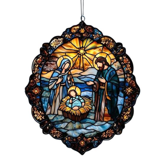 Рождественский вертеп, украшение ручной работы, круглый ловец солнца, первое рождество ребенка, христианский, религиозный