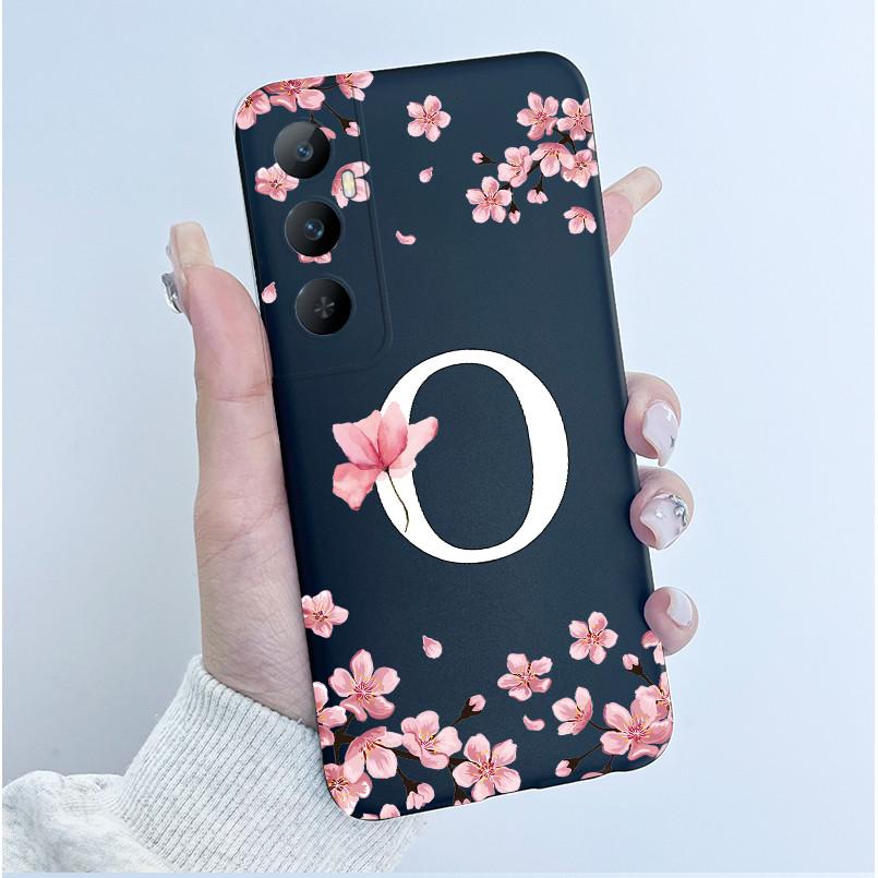 Чехол для Realme C65 4G Мягкий силикон Цветы Печать букв Защитная задняя крышка для Realme C 65 RealmeC65 RMX3910 Чехлы для телефона