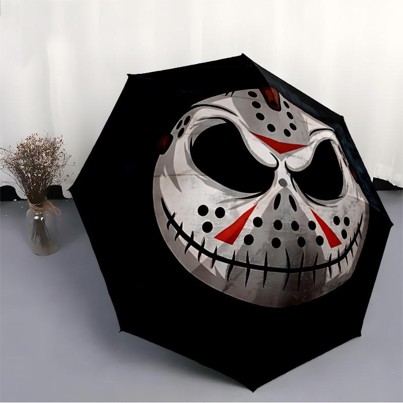 1pc Jason Voorhees Automatic Open/Close Umbrella Folding Umbrella, Portable Compact Travel Umbrella, Birthday/Christmas GiftL1110y16