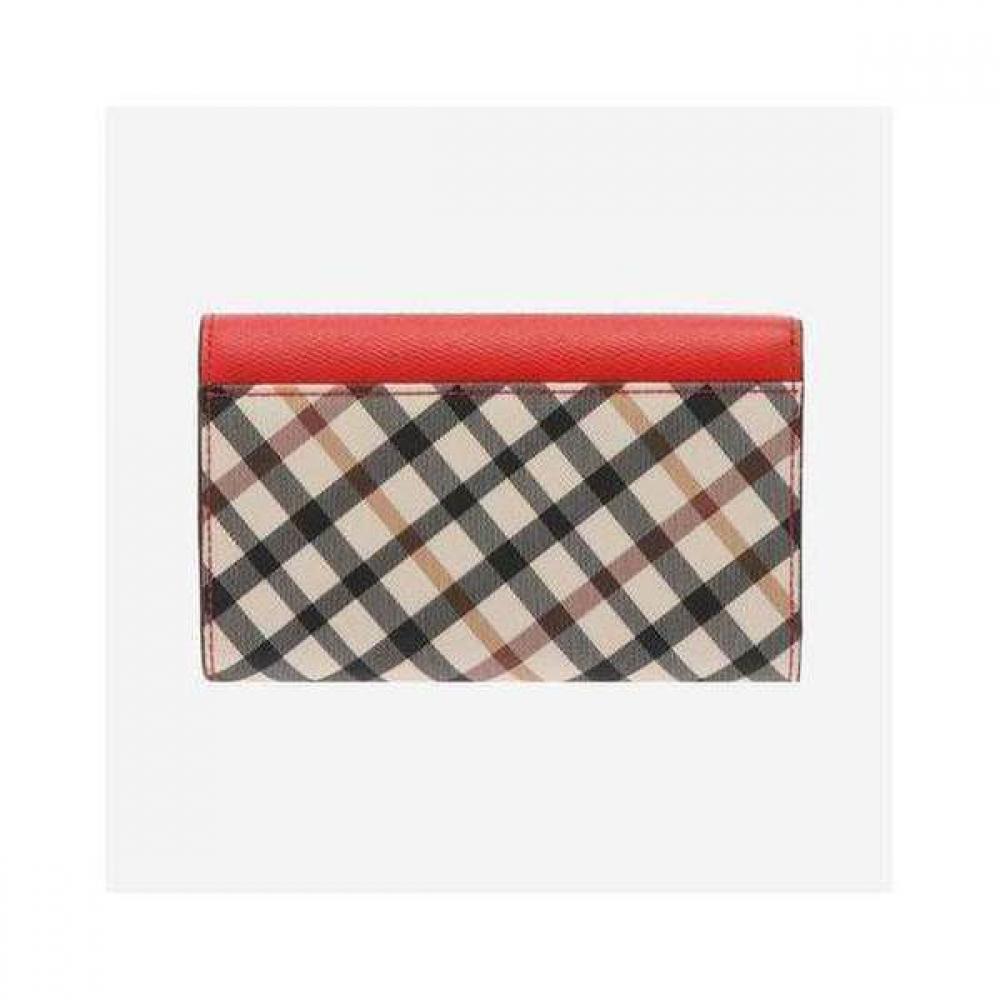 Daks Red Check Color Block Dd Logo 3 Fold Wallet Dcwa6e403r2