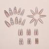 30 шт. Длинные миндальные стилеты Накладные ногти Французские с блестящими стразами Press-on Ногти Фиолетовое Сердце Любви Съемные Французские Кончики Ногтей