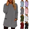 Women's Fashionable Solid Color Round Neck Long Sleeved Warm Plush Casual Top
