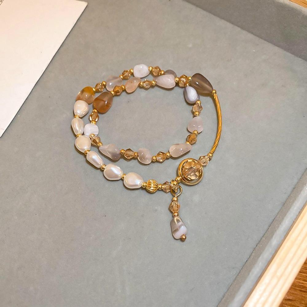 Stacking Double-Layer Pearl Bracelet Jewelry Bead String Bracelet Crystal Beaded Bracelet Gifts