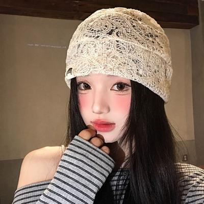 Дышащие Ажурные Цветочные Шапки Шапки в Стиле Spicy Girl Вязаная Шапка Кружевная Шляпа Аксессуары для Одежды