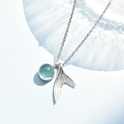 S925 стерлингового серебра корейский стиль модные рыбьи слезы синее пенное ожерелье милая свежая ключичная цепочка для женщин