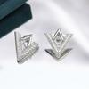 Slightly Inlaid With Diamond V Letter Stud Earrings, Women'S Light Luxury Design Sense, Wearing Triangular Earrings Before After Temperament Earrings