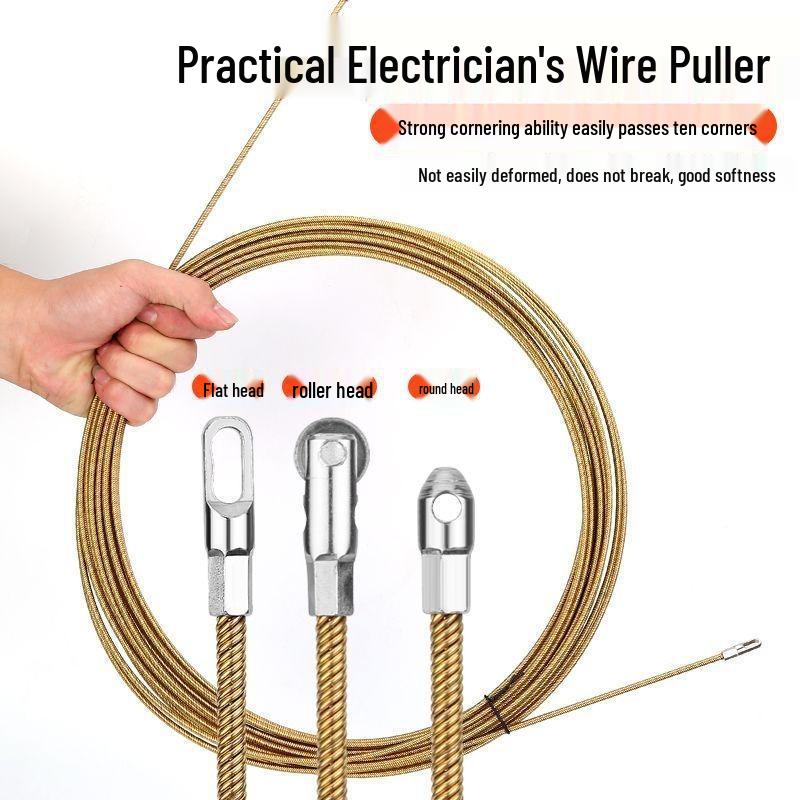 Electrician's Wire Pulling Tool: Universal Steel Wire Threader for Concealed Wiring and Pipes, Network Cable Threader.