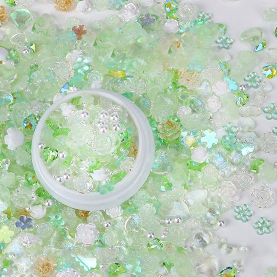 1 коробка искусственных жемчужин в форме банта, цветные смоляные украшения для ногтей, аксессуары для ногтей в форме сердца, розы, медведя