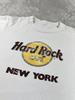 Винтажная мужская футболка Hard Rock Cafe NEW YORK 90-х, размер L, с потертостями, одинарный шов, унисекс