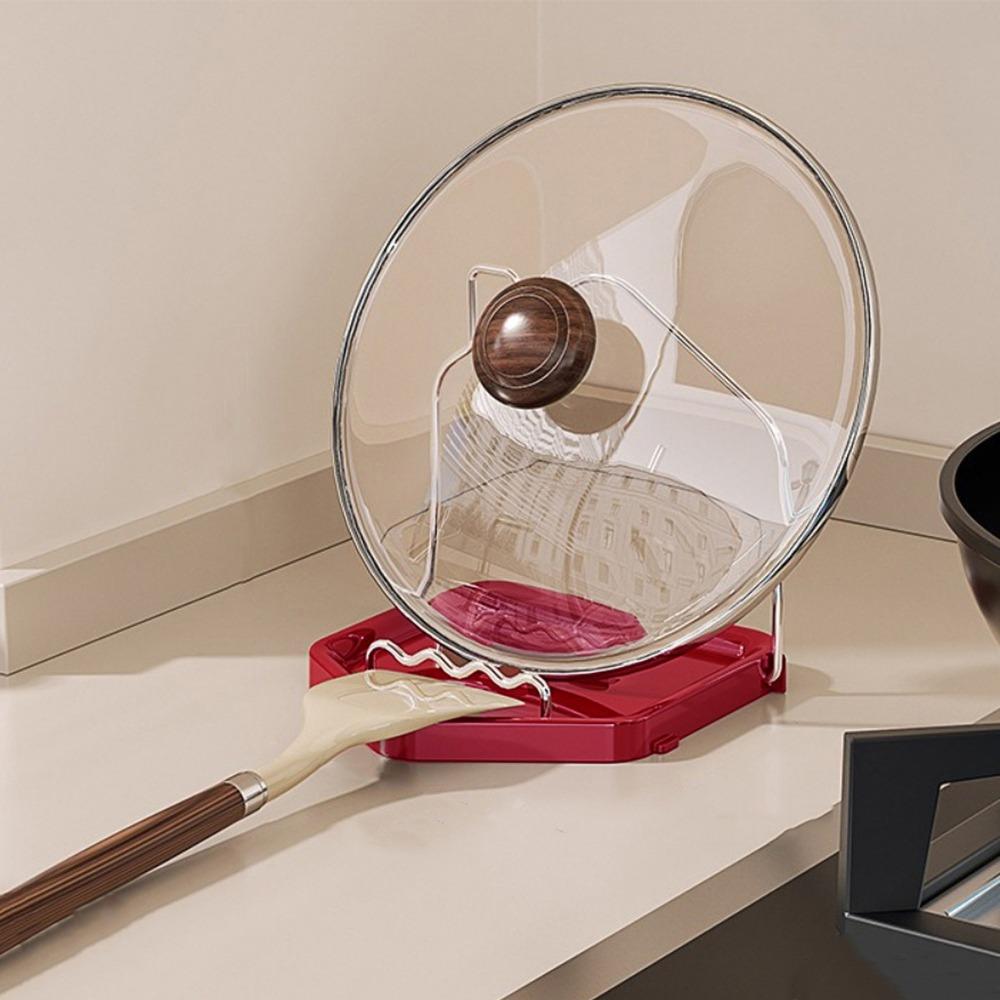 Folding Pot Lid Rack Rustproof Spoon Rest Multi-functional Pot Cover Shelf Cabinet