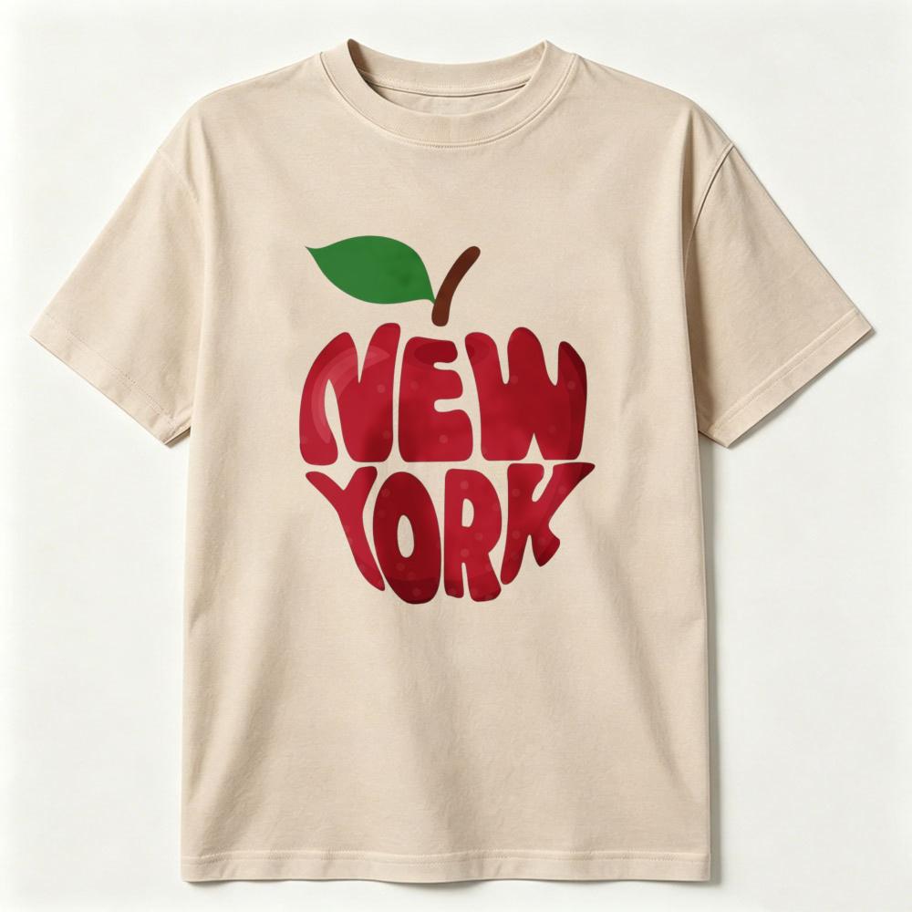 Big Apple New York Graphic Tee Red Typography Urban Minimalist Souvenir Gift Unisex Unisex Shirt Cotton Breathable Summer Shirt