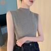 Women's Sleeveless Slim Fit Base Layer Tank Top - Black Knitted Fashion for Spring/Summer