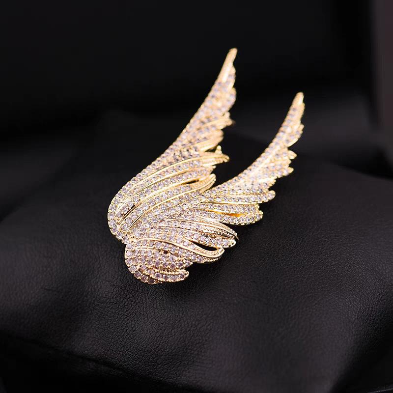 Fashion Versatile Angel Wings Brooch High-End Temperament Diamond Corsage Jewelry Coat Suit Pin Accessories