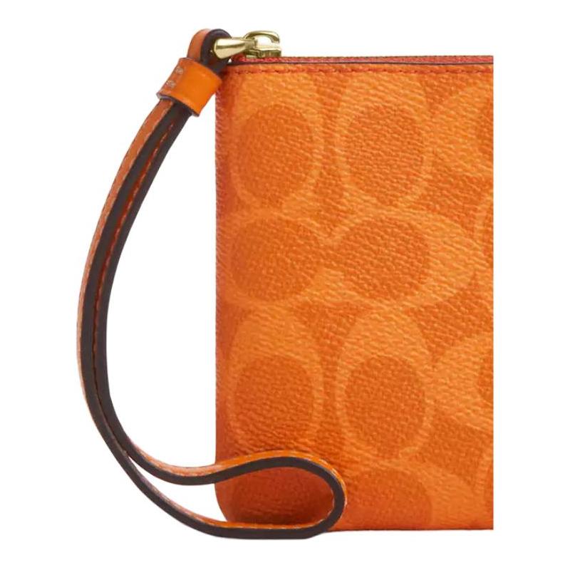 Coach Клатч 16 Классический Логотип Покрытие Холст Маленький Женский Оранжевый