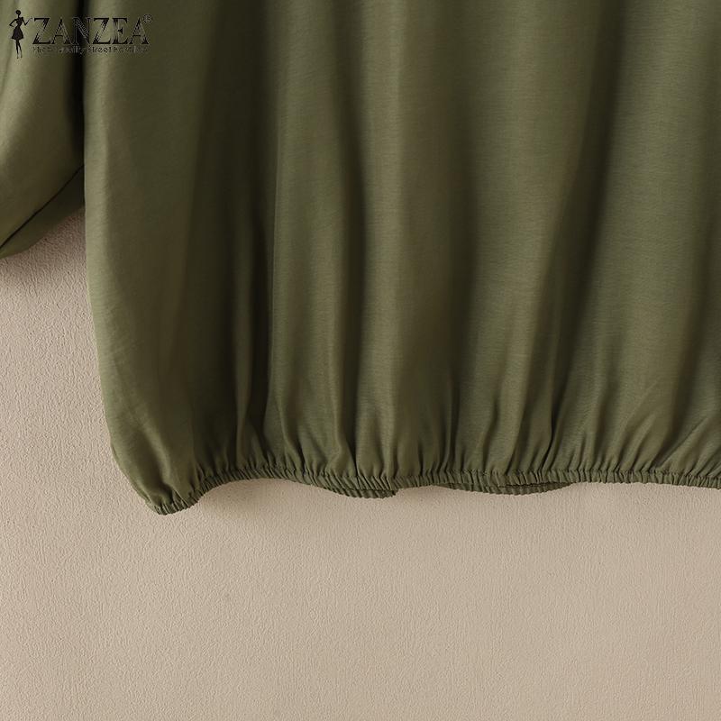 ZANZEA Женская повседневная блузка с круглым вырезом и рукавом 3/4