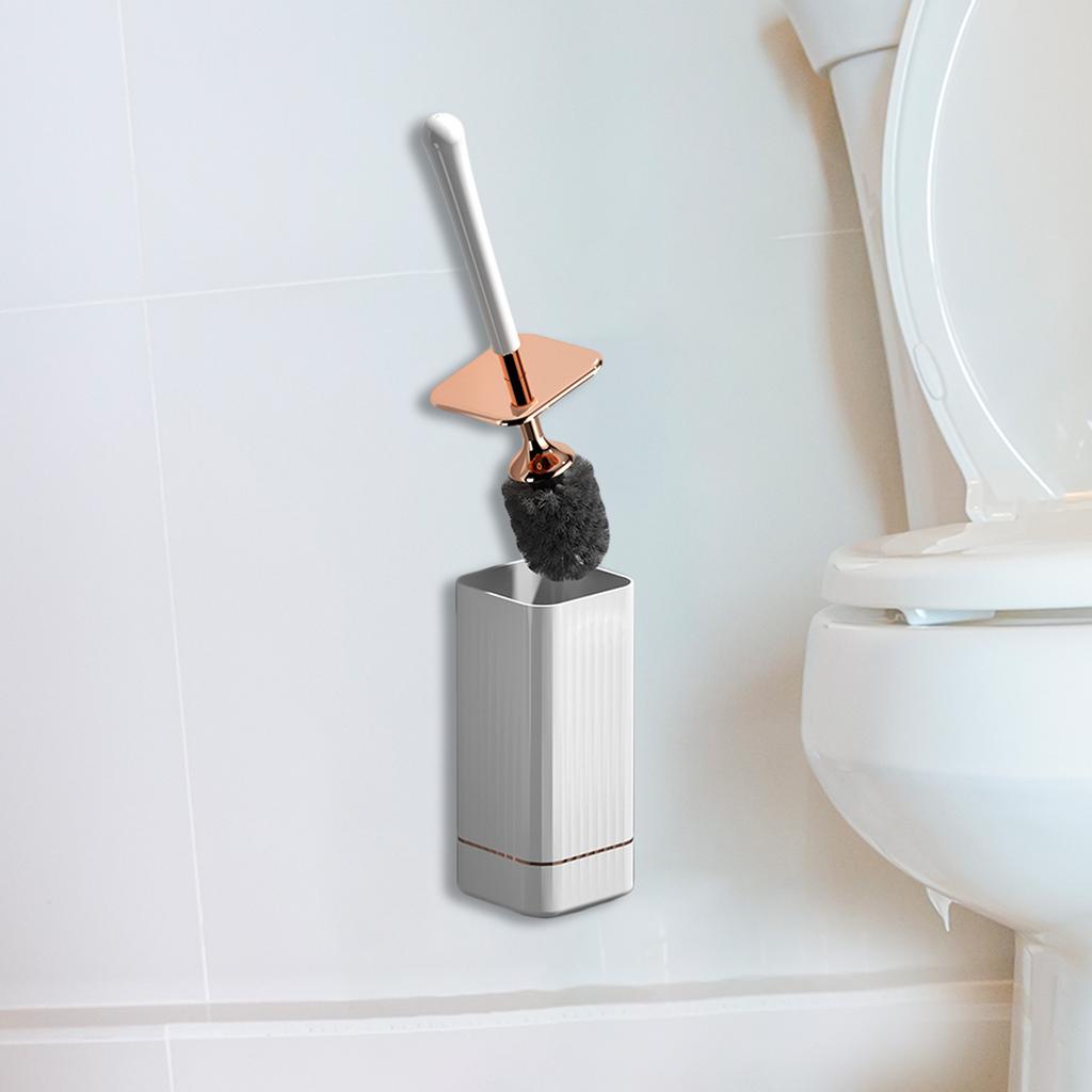 Wall Mounted Toilet Brush and Holder Bathroom Stainless Steel Handle Toilet Bowl Brush Durable Light Luxury Style