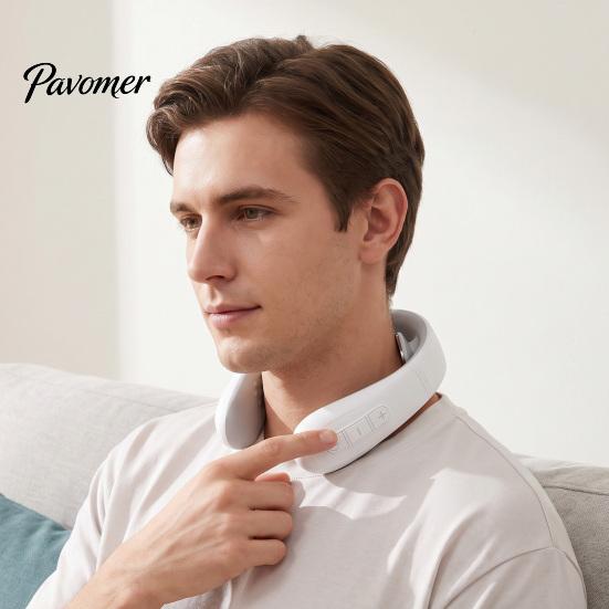 Hands Free Neck Massager Electric with Heat, 10 Modes & 16 Intensity Levels, Heated Cervical Lightweight Cordless Massager, Wearable Relaxer for Pain