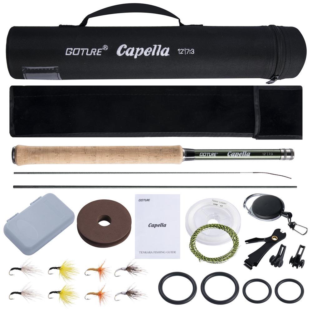 Goture Tenkara Fly Fishing Rod Combos 12FT Classical Portable Ultra Light IM8 Carbon Fiber Trout Rod with Fly Line Lure Set New
