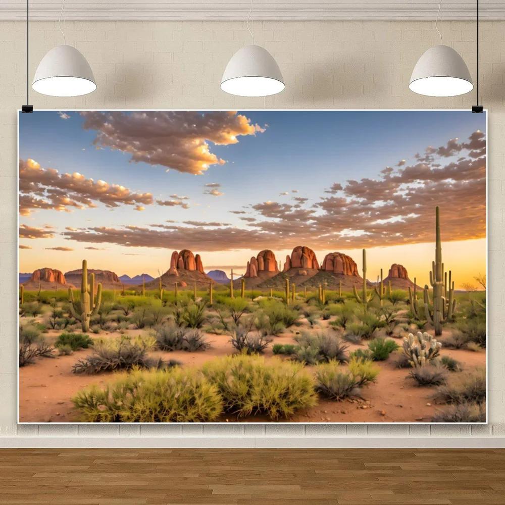 Desert Landscape Rocky Mountains Photography Background Reptile Habitat Immortal Palm Sun Oasis Natural Background Poster