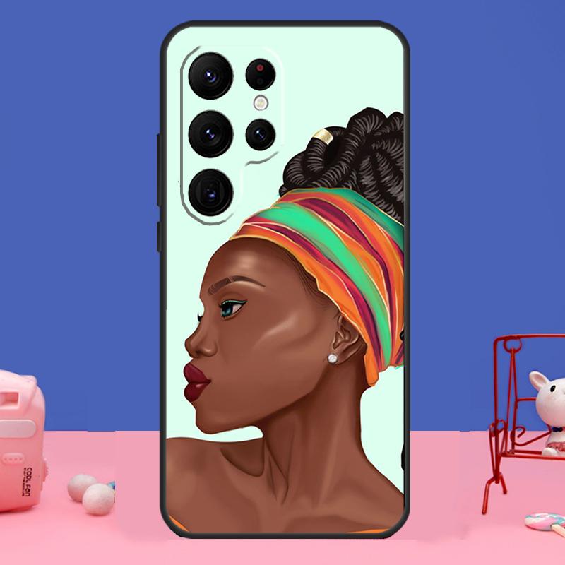 Красивый черный чехол для девочек в стиле афро для Samsung Galaxy S24 S23 S22 Ultra S20 S21 FE Note 20 S8 S9 S10 Note 10 Plus