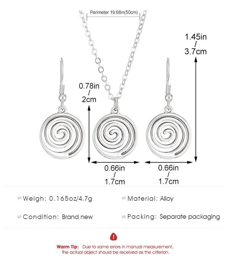 Vintage Spiral Vortex Necklace Earrings for Women Unisex Boho Pentagram Necklace Fashion Y2K Retro Jewelry