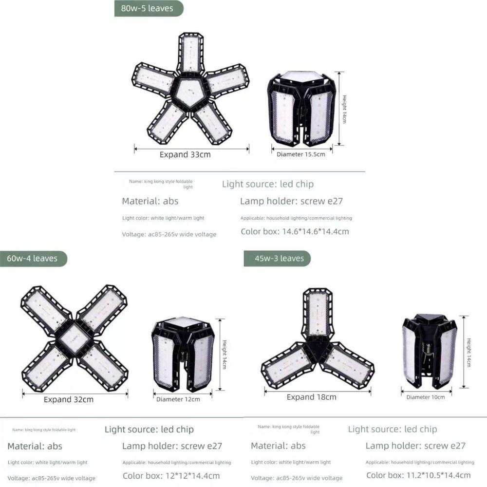 Новый сверхъяркий гаражный светильник с регулируемыми панелями, вкручиваемые потолочные светильники, энергосберегающий патрон E27, освещение для магазина