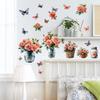 Painted Rose Vase Butterfly Bedroom Living Room Wardrobe Home Background Beautification Decoration Stickers