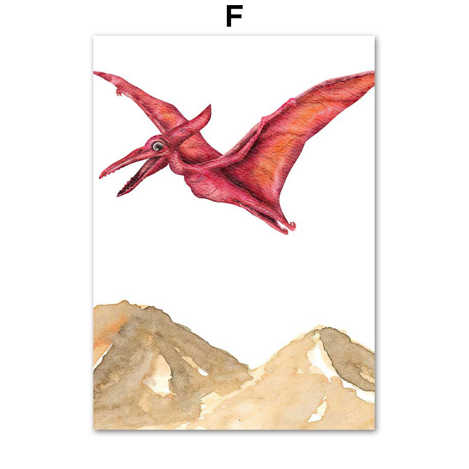 T-rex Стегозавр Птерозавр Динозавр Юрского периода Детская Настенная картина на холсте Плакаты и принты Картинки Мальчик Детская комната Декор