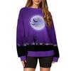 Женский повседневный пуловер с принтом на Хэллоуин, рубашка с длинным рукавом, толстовка большого размера