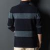 Мужская шерстяная шерстяная осенне-зимняя повседневная трикотажная рубашка с контрастным воротником на молнии, свитер с полувысоким воротником