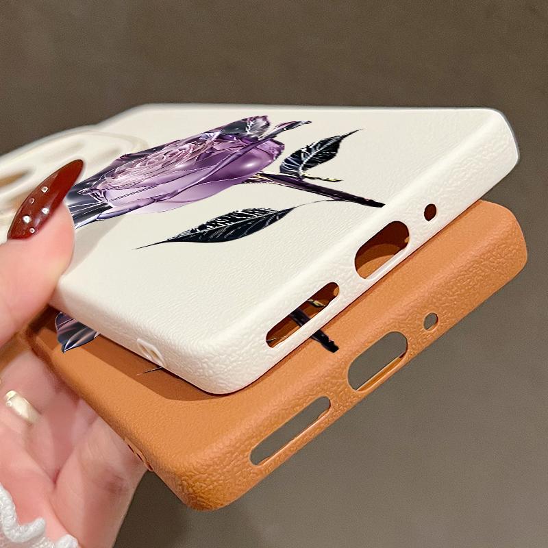 Тонкий матовый чехол с узором из кожи и кристаллами в виде розы для Xiaomi 13T Pro Poco X7 X6 Redmi Note 14 13 Pro 12 11 10 Pro TPU мягкий противоударный чехол для телефона