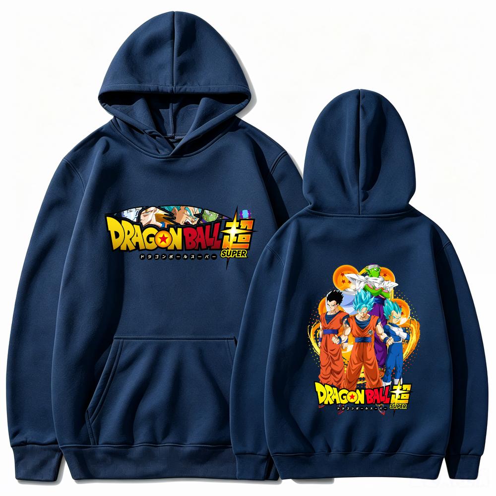 Bandai Dragon Ball Super Goku Vegeta Hoodie Double Print Anime Loose Black Hooded Sweatshirt Fall Streetwear for Anime Fans