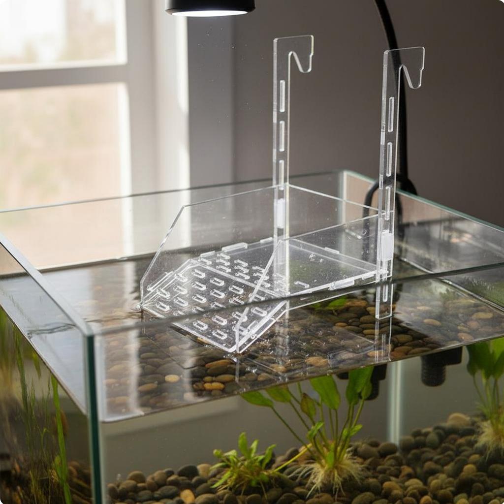 Acrylic Turtle Basking Dock Multi-Functional Hanging Turtle Basking Dock Tortoise Climbing Ladder High Guardrails