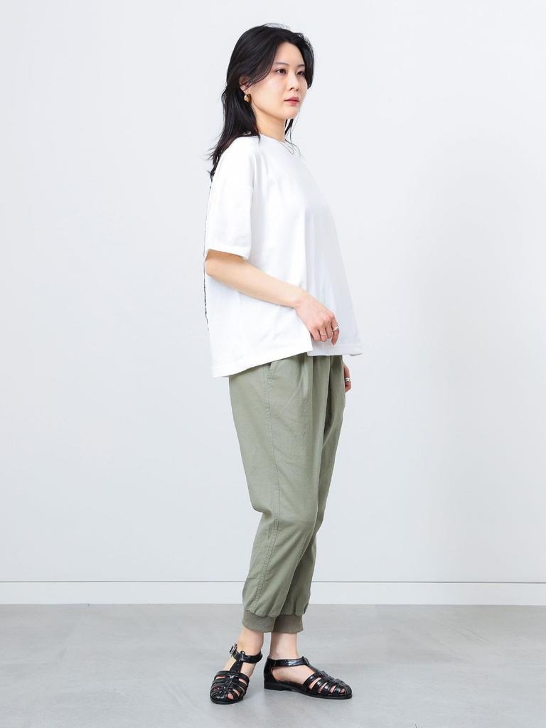 Beams Heart Linen Blend Dry Touch Jog Size M Women's Pants, Olive,