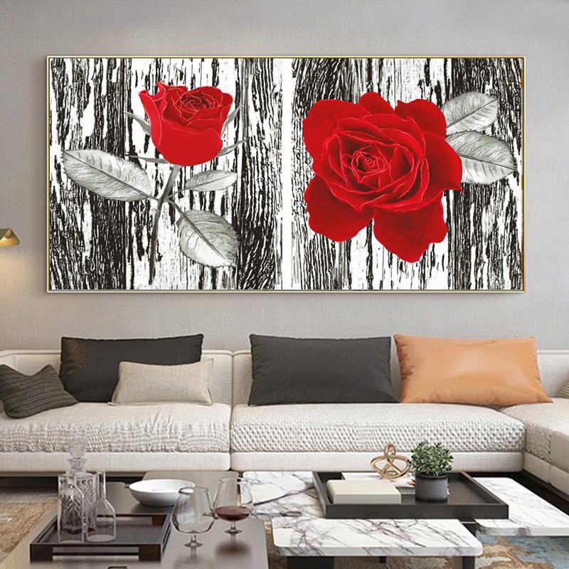 Современные абстрактные красные розы, картина маслом на холсте, скандинавские постеры и принты, настенные художественные фотографии, домашний декор для гостиной, без рамки