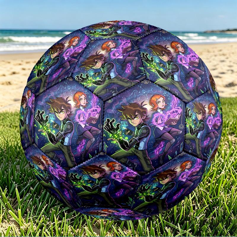 Ben 10 Cartoon Print Size 5 Soccer Ball, PU Wear Resistant Football for Match Training and Daily Practice, Birthday Gift for Soccer Fans