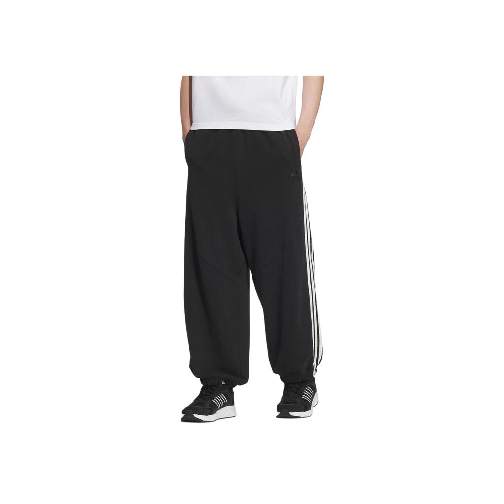 Adidas St 3-Stripes Series Logo Stripe Cuffed Loose Fit Knit Joggers Men Joggers Black JI8653