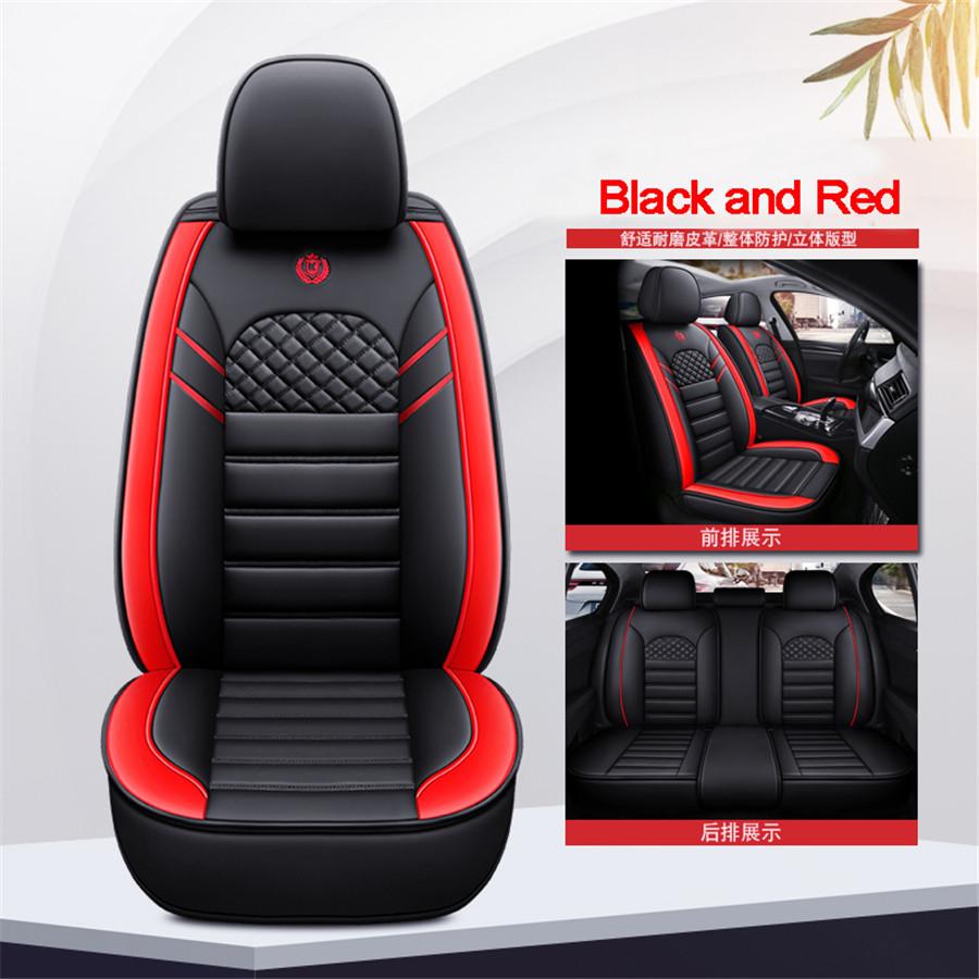 Universal Black Red Luxury Diamond Stripe Wear-resistant PU Leather 5D Surround Breathable Auto Car Seat Covers