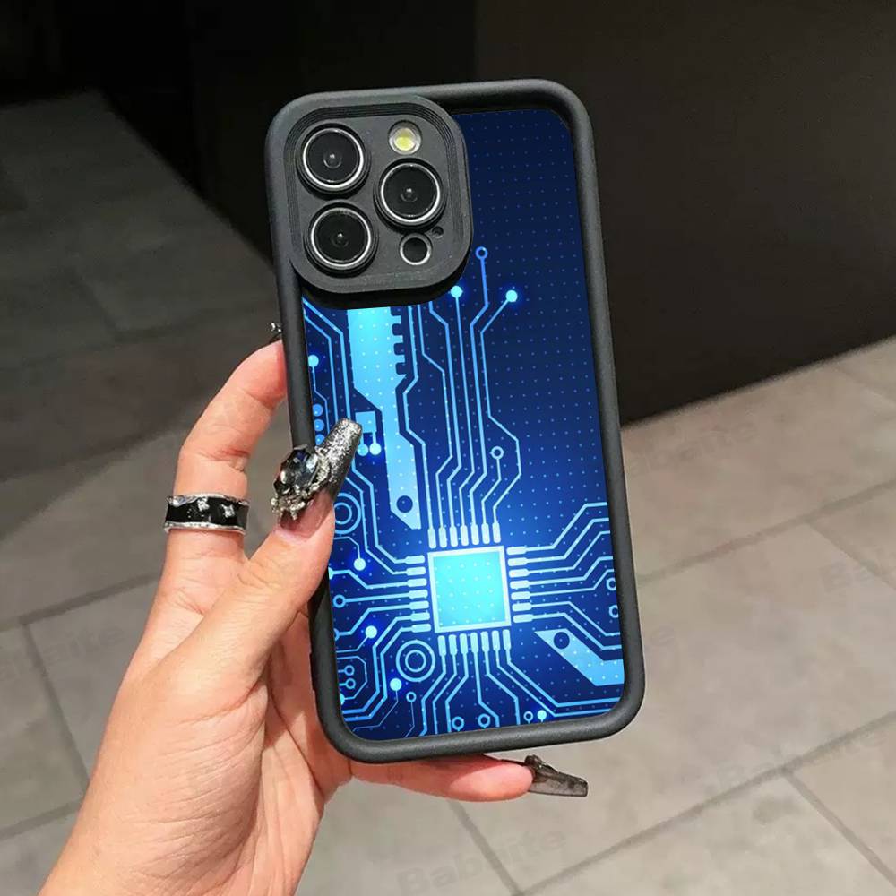 Чехол для телефона с рисунком печатной платы Для IPhone 17 16 15 13 11 12 14 Pro Max Plus Силиконовая Защитная Крышка