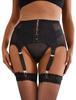 Stretch Lace Garter Belt Mesh Garter Plus Size Lingerie Wide 6 Metal Clips 3XL [ohyeahlady] Women's Set, Straps, (G-String Included), Black,