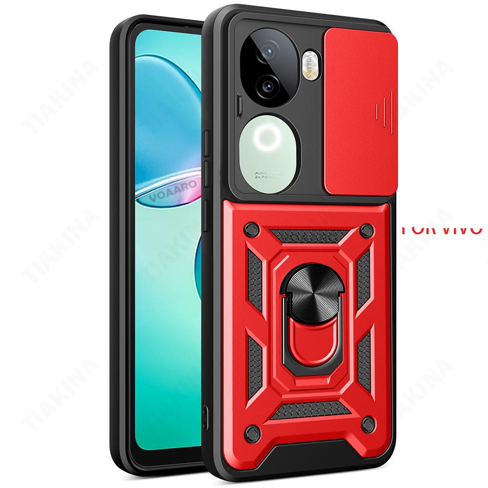 Чехол-книжка Slide Lens Armor для Vivo IQOO Z9S 5G Global Case Магнитное кольцо-подставка Держатель Крышка для Vivo V40E 5G Global Case Задняя крышка Capa